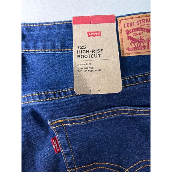 Levis 725 High Rise Bootcut Jeans Dark Wash Blue Denim 33x30 NWT 18759-2860 - Picture 7 of 11